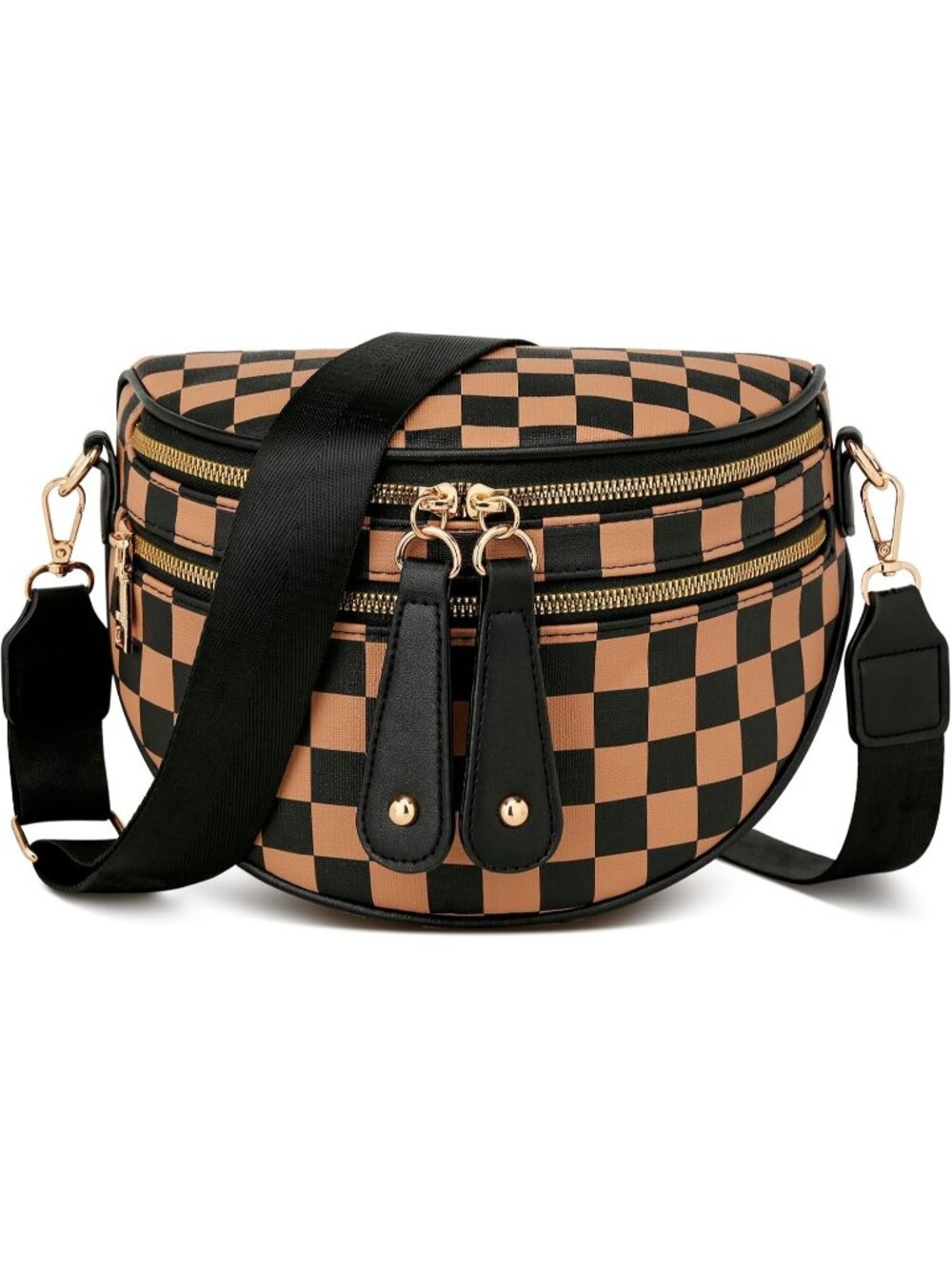 Women's Khaki Vegan Leather Trendy Fanny Pack Crossbody Sling Bag Zip Pockets